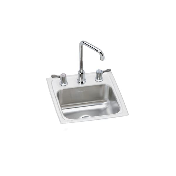 Sink, Stainless Steel, 15 in W x 15 in L x 6.125 in H